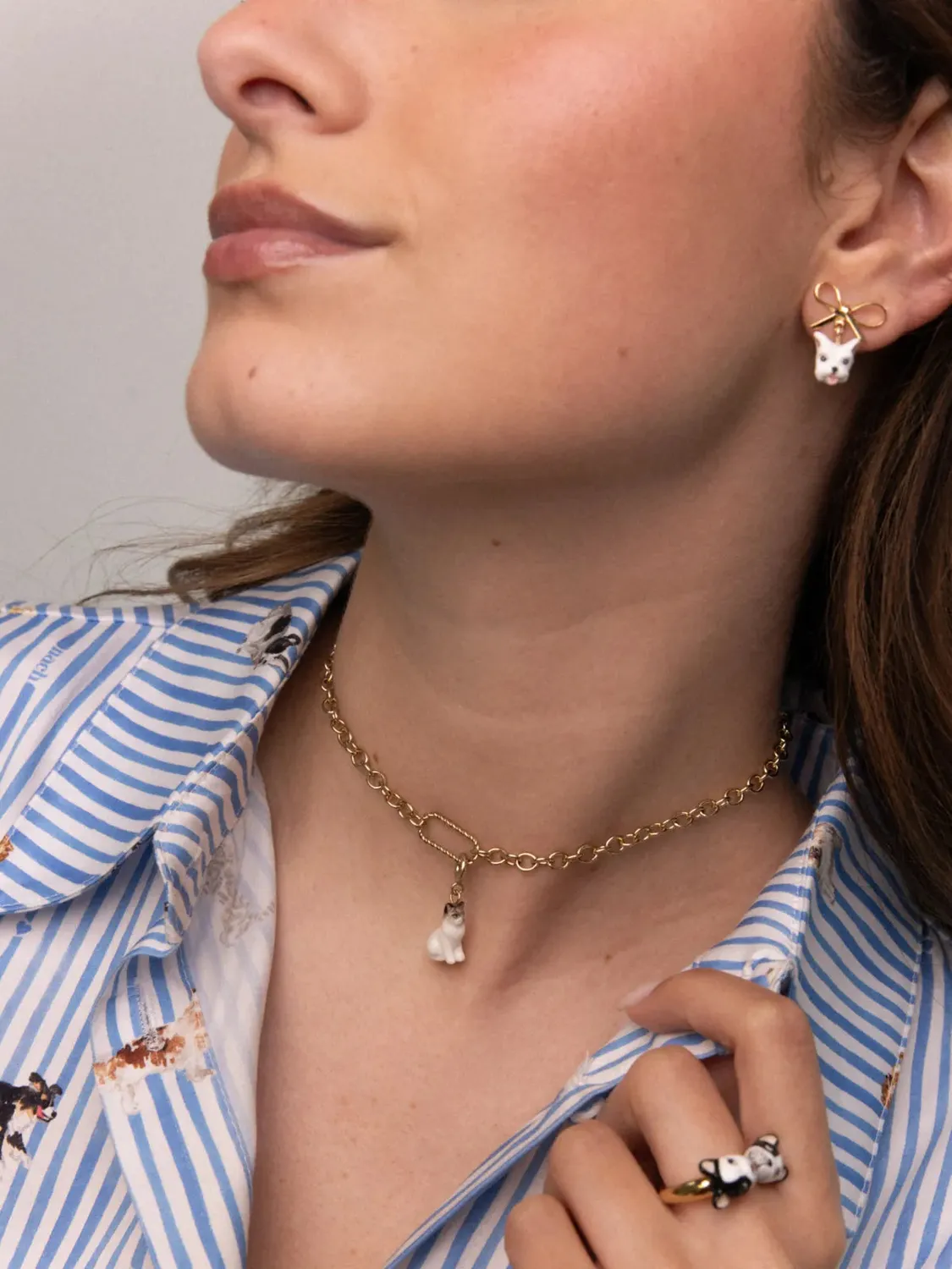 Nach Bijoux Coton de Tuléar puces nœud blanches