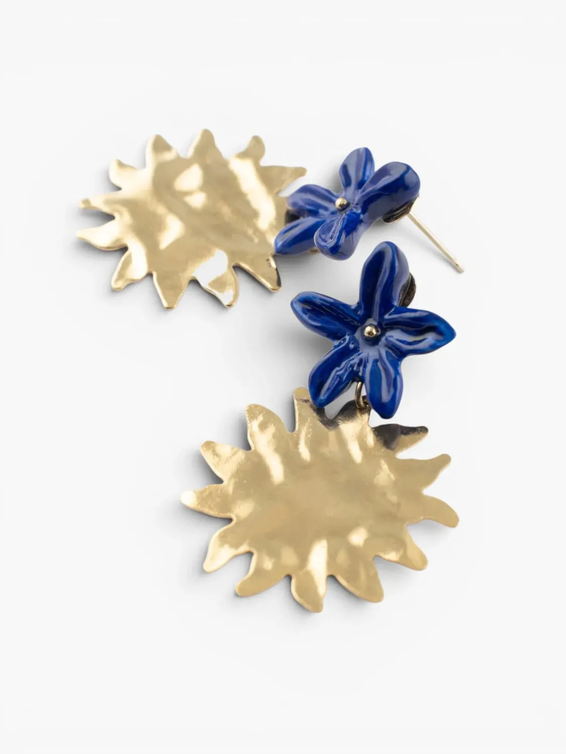 Nach Bijoux jasmin bleu et soleil boucles pendantes bleue