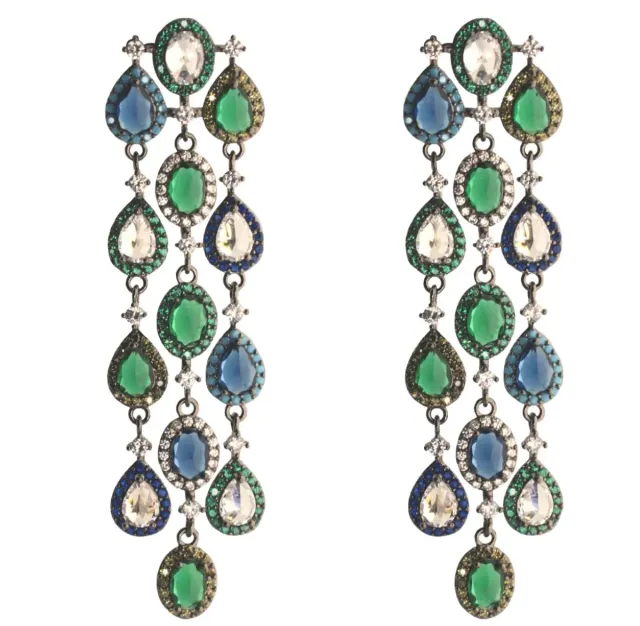 Nao de Paris Blue Petruchka boucles d'oreilles bleu 8 cm