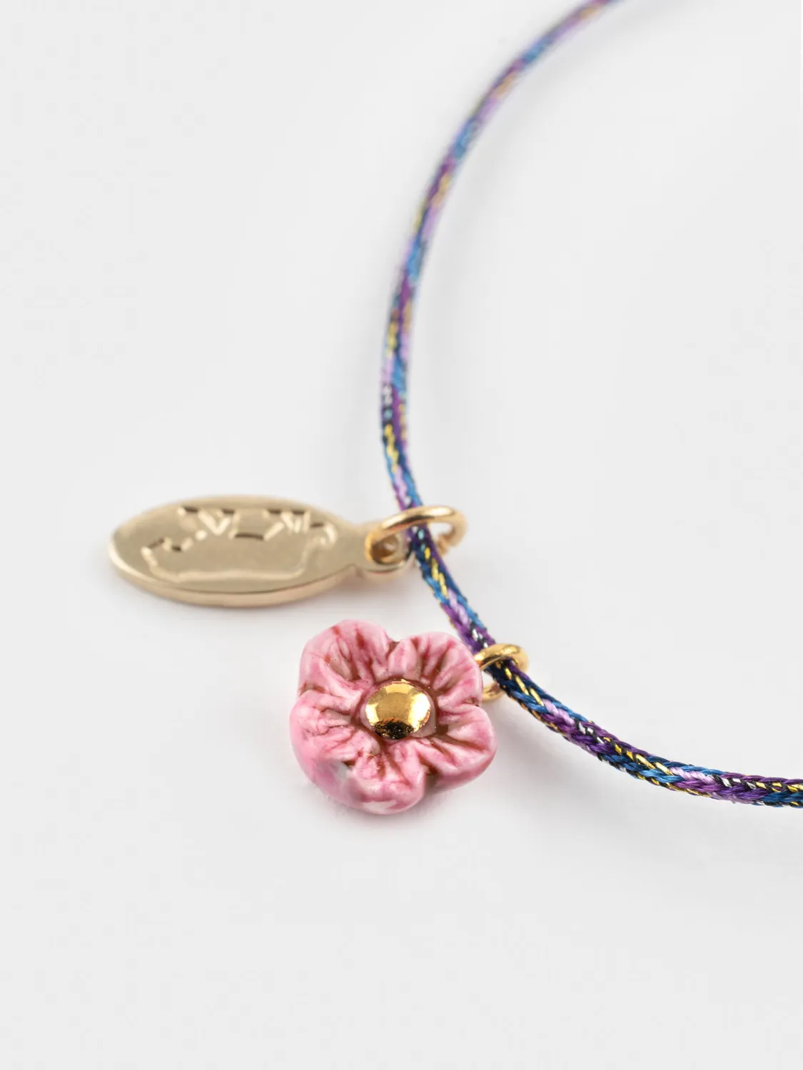 Nach Bijoux fleur rose bracelet cordon rose porcelaine
