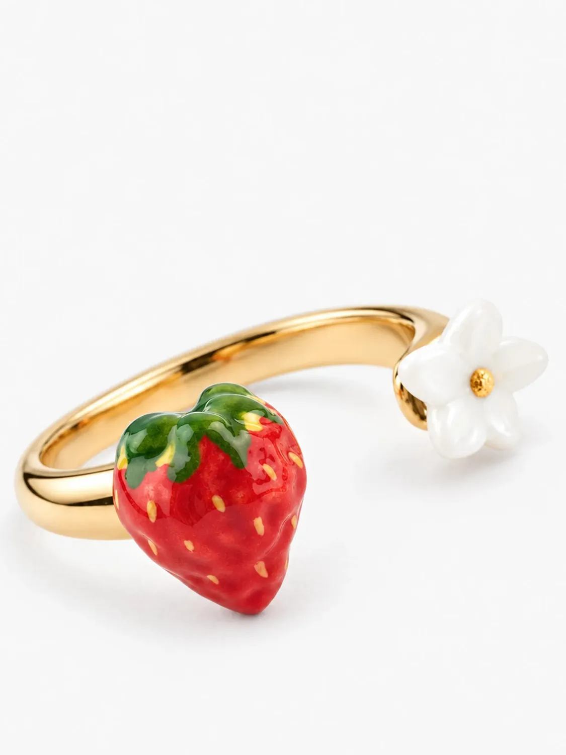 Nach Bijoux FacetoFace fraise et fleur bague ajustable porcelaine