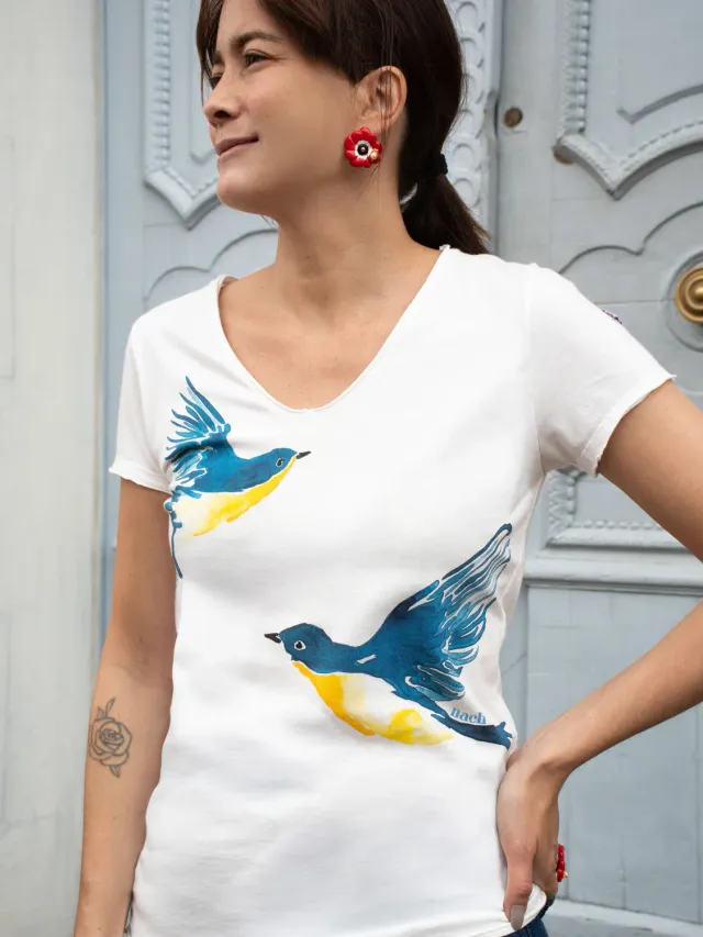Nach Bijoux Victor t-shirt paruline oiseaux cintré