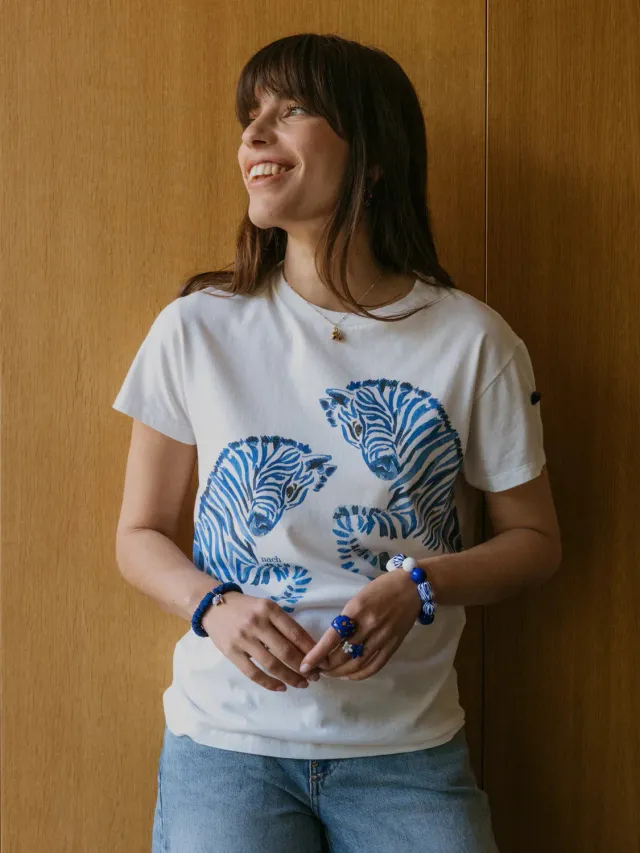 Nach Olga Zèbres Bleus t-shirt col rond imprimé