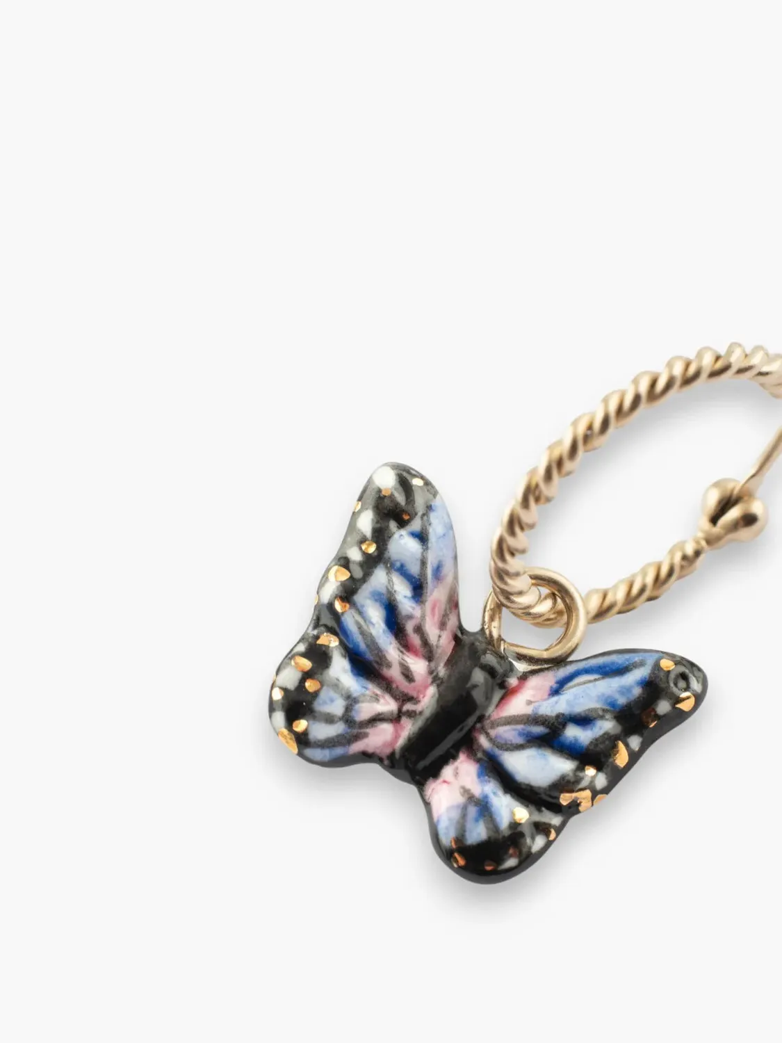 Nach Bijoux Papillon de Nuit mini créole unitaire bleue porcelaine