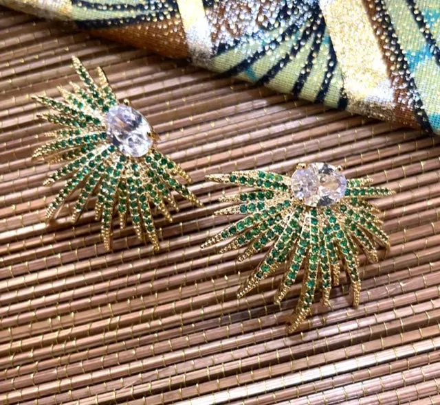 Nao de Paris Green Rocksun boucles d'oreilles émeraude