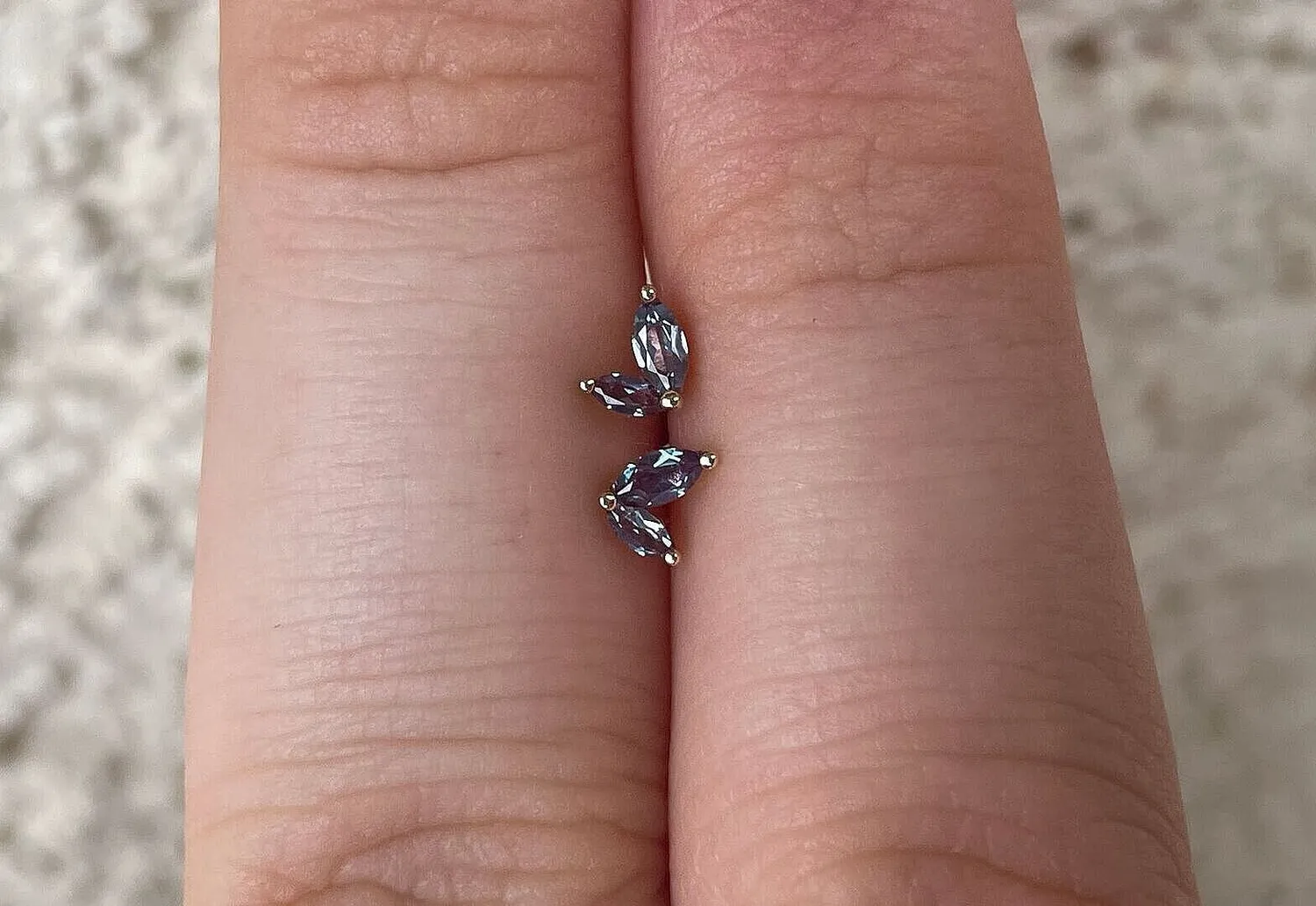 Astrid & Miyu Alexandrite Marquise clous d'oreilles or massif