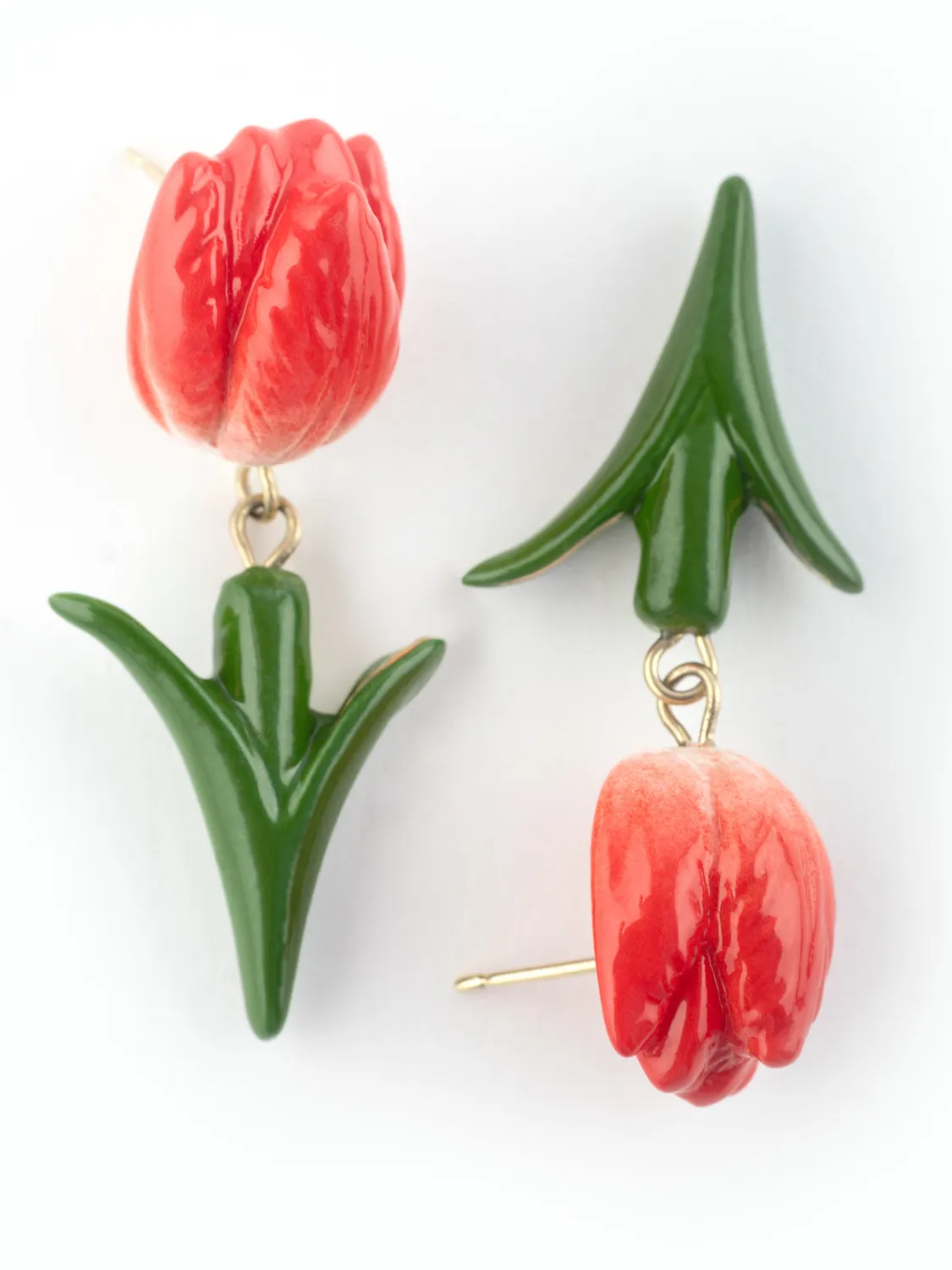 Nach Bijoux Tulipe boucles d'oreilles pendantes porcelaine peinte
