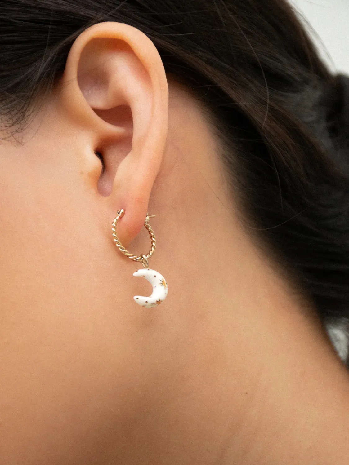 Nach Cosmic mini créole lune blanche boucle unité 2,7cm