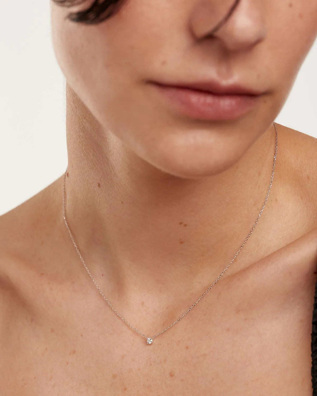 PDPAOLA Solitaire Mini collier diamant or blanc