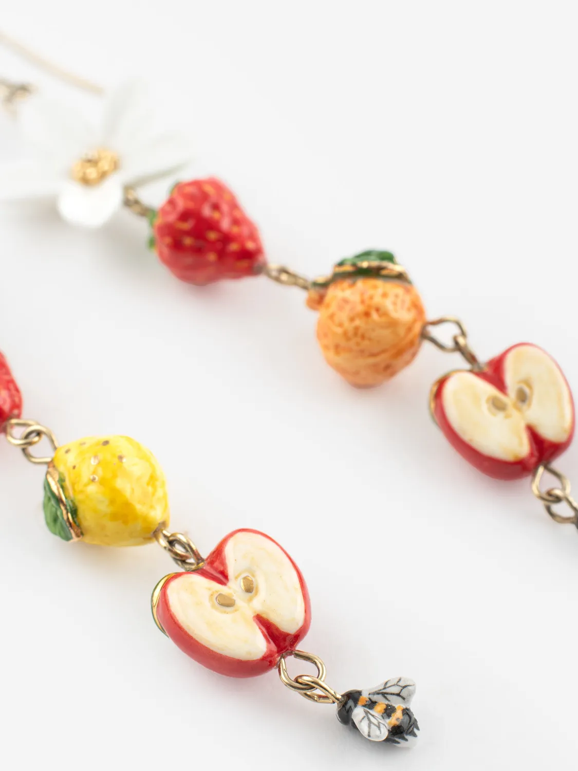 Nach Bijoux Boucles pendantes fleur fruits abeille 9,3 cm