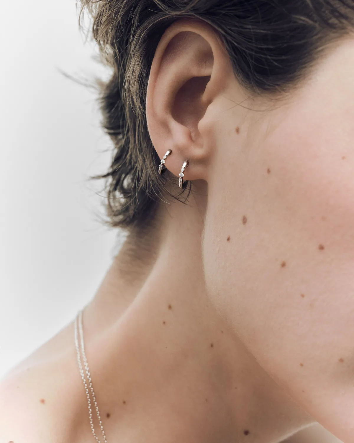 PDPAOLA Vivienne mono-boucle or blanc diamant