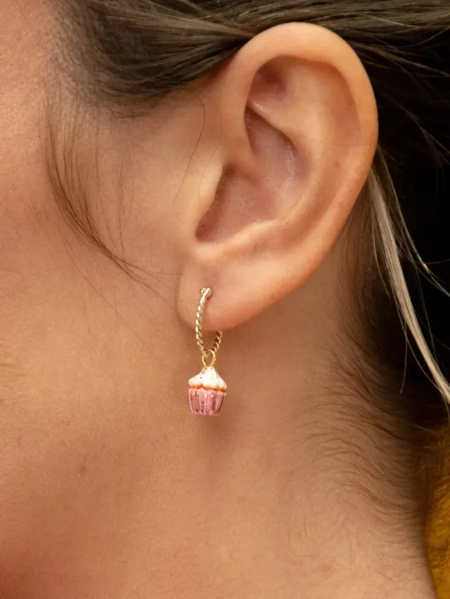 Nach Bijoux cupcake mini créole boucles d'oreilles porcelaine rose