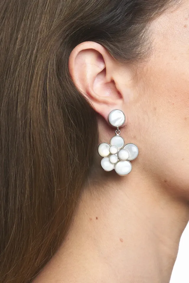 Philippe Ferrandis Cielo boucles clous nacre blanche palladium