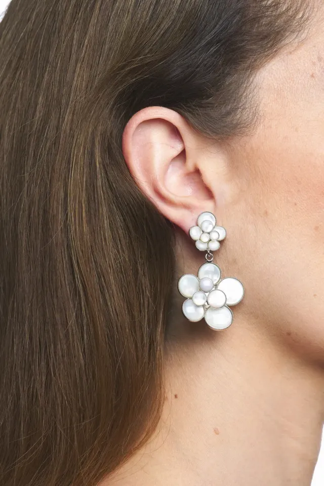 Philippe Ferrandis Cielo boucles Fleur clous nacre blanche