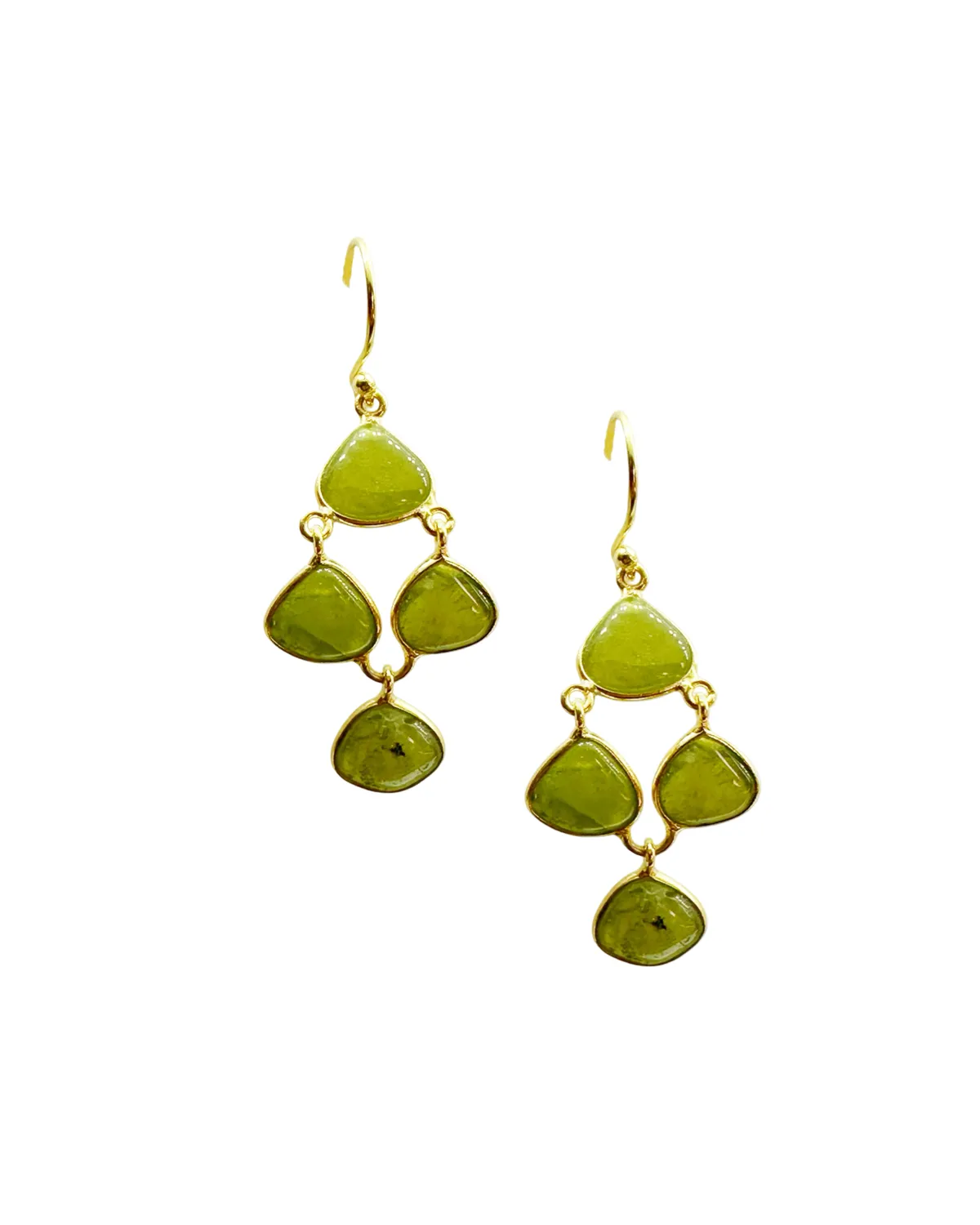 Le Fourbi de Capucine G33 boucles d'oreille grenat vert pendantes