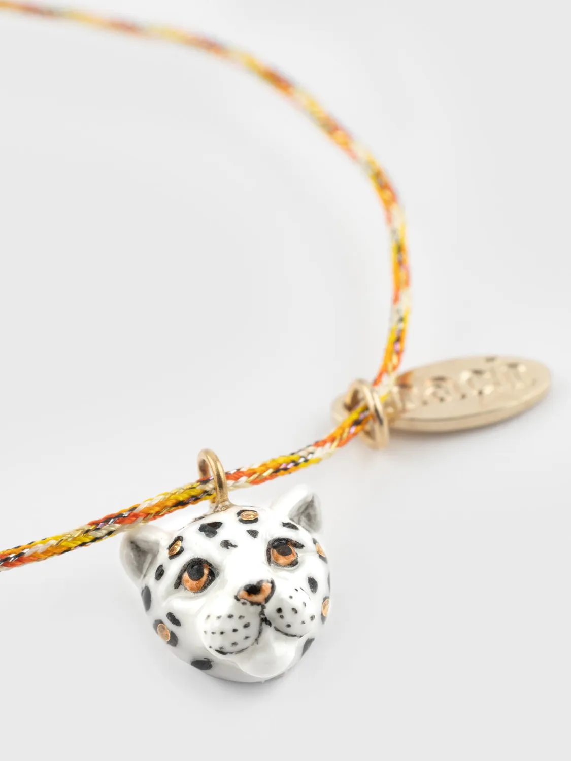 Nach Bijoux cordon léopard blanc doré bracelet cordon ajustable