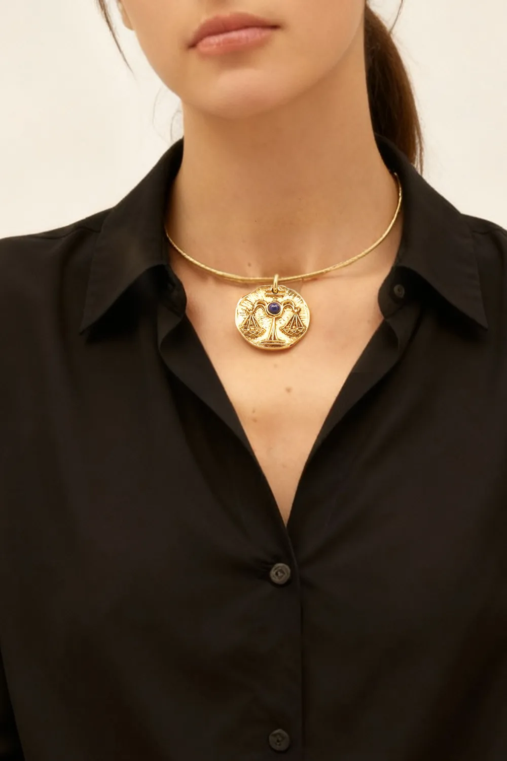 Philippe Ferrandis Astrochic collier torque médaille zodiaque