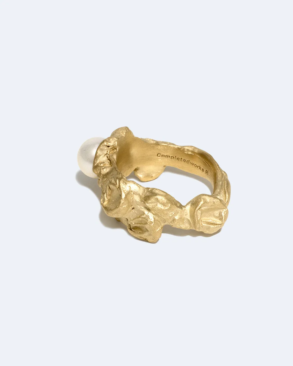 Completedworks Bubble bague perle plaqué or taille L