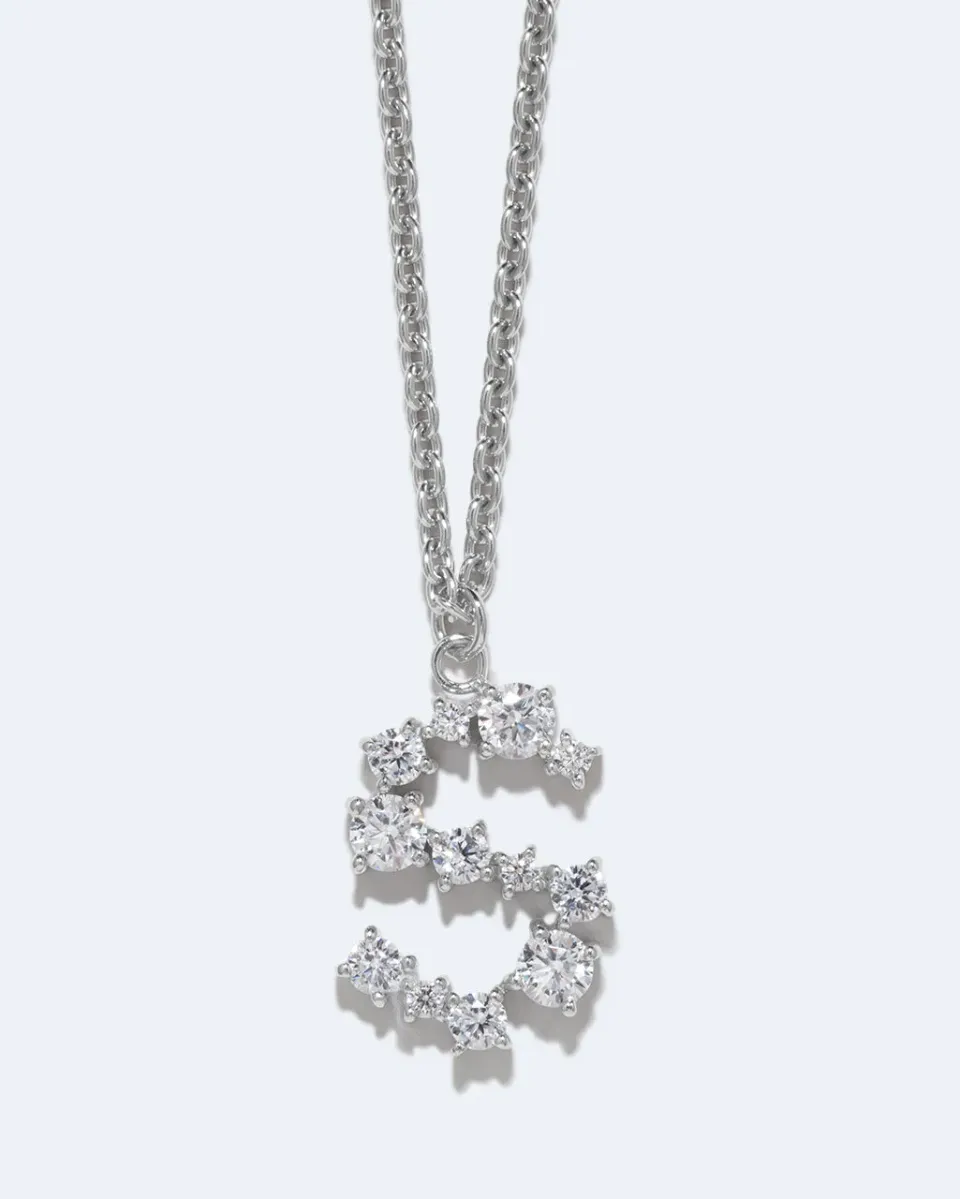 Completedworks Glitchy S pendentif rhodié zirconium