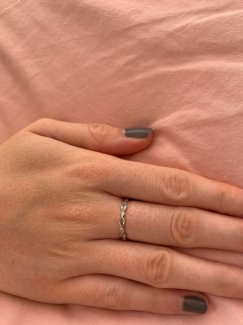 Astrid & Miyu Navette Crystal bague argent cristal navette