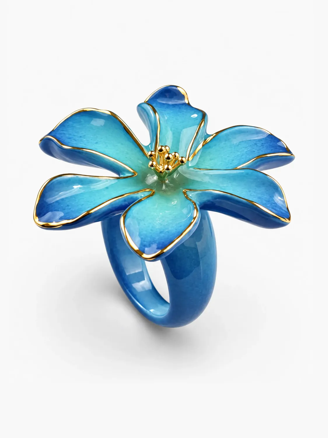 Nach Bijoux Fleur Bleue bague porcelaine cosmic