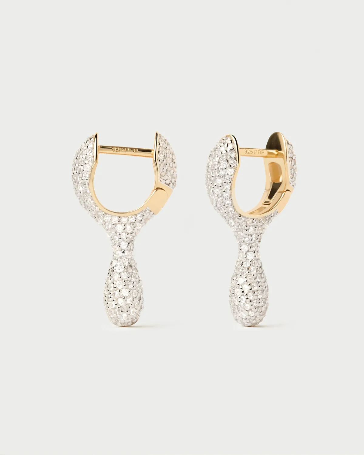 PDPAOLA Twist Pavé Ray créoles dorées zircon blanc