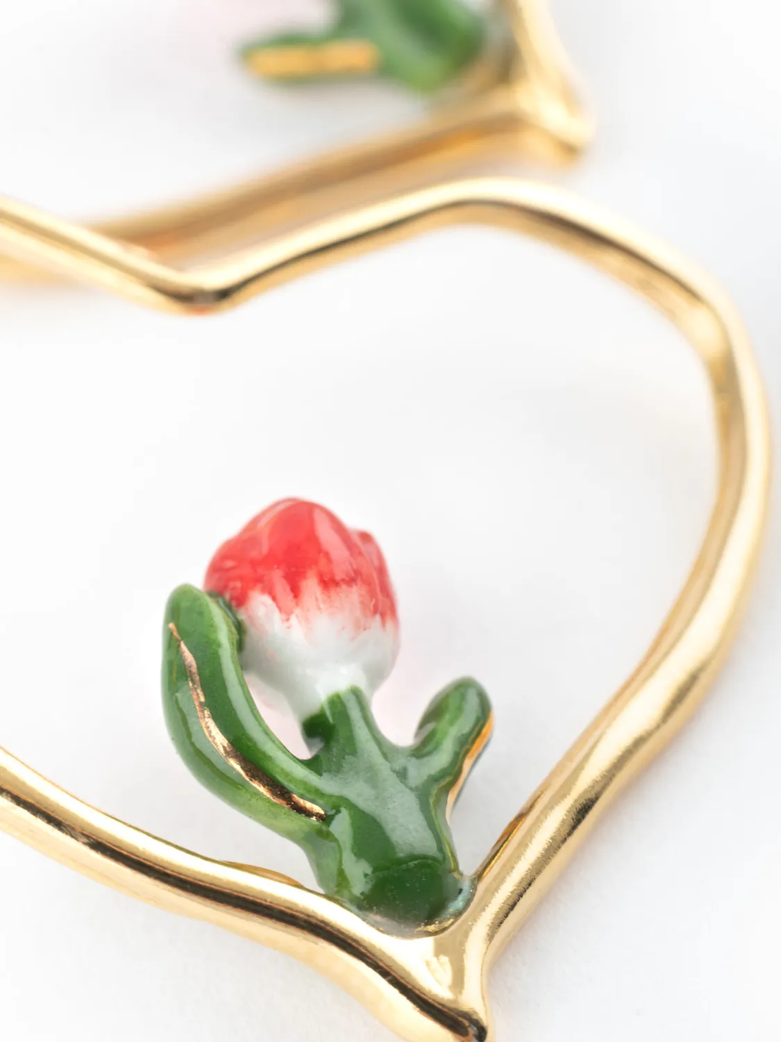 Nach Bijoux Cœur Tulipe boucles d'oreilles porcelaine dorée