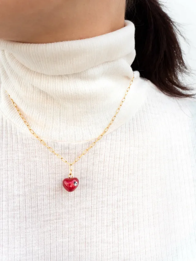 Nach Bijoux Chérie Cherry collier cœur rouge 50 cm