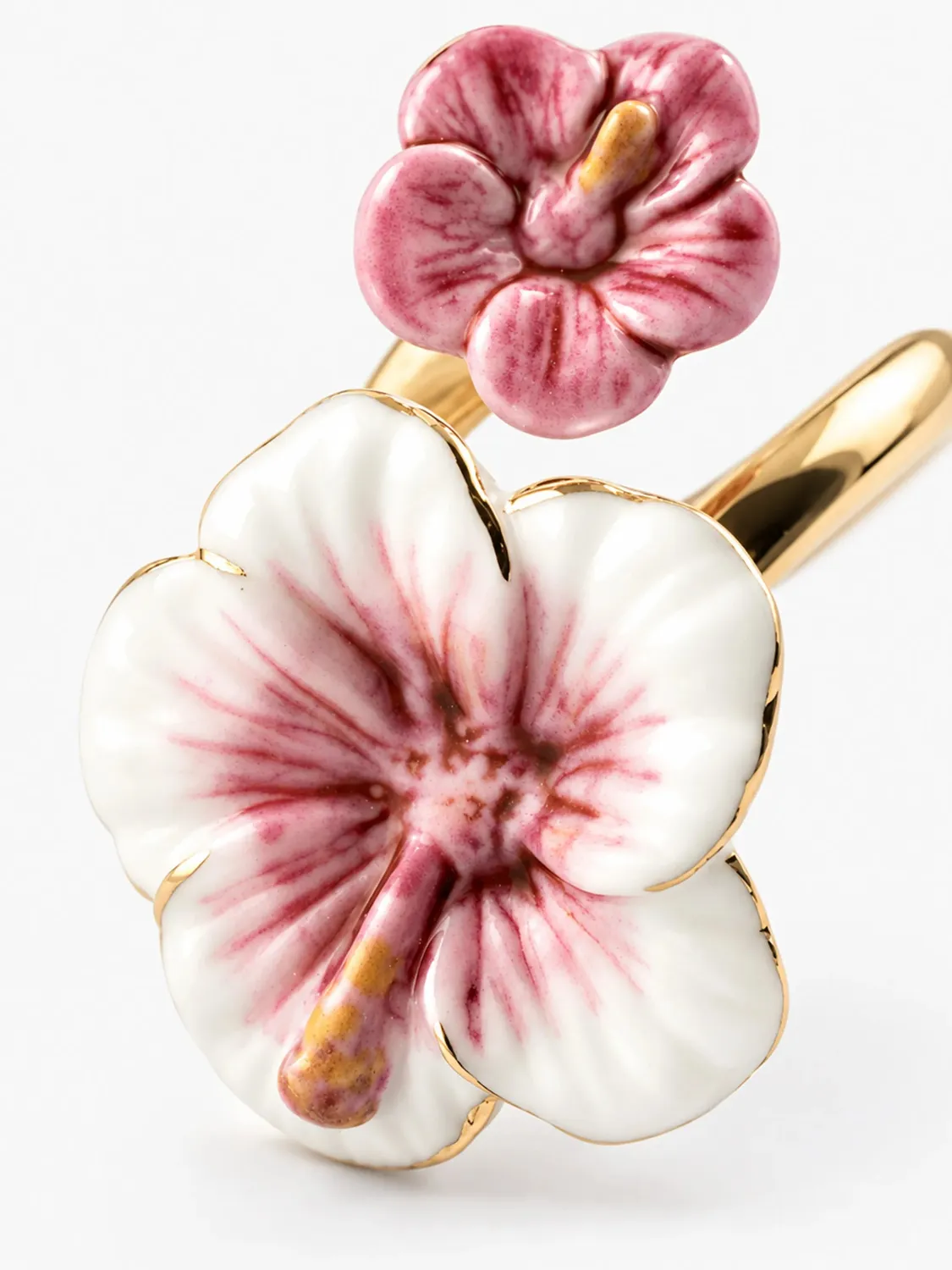 Nach Bijoux FaceToFace hibiscus bague ajustable porcelaine