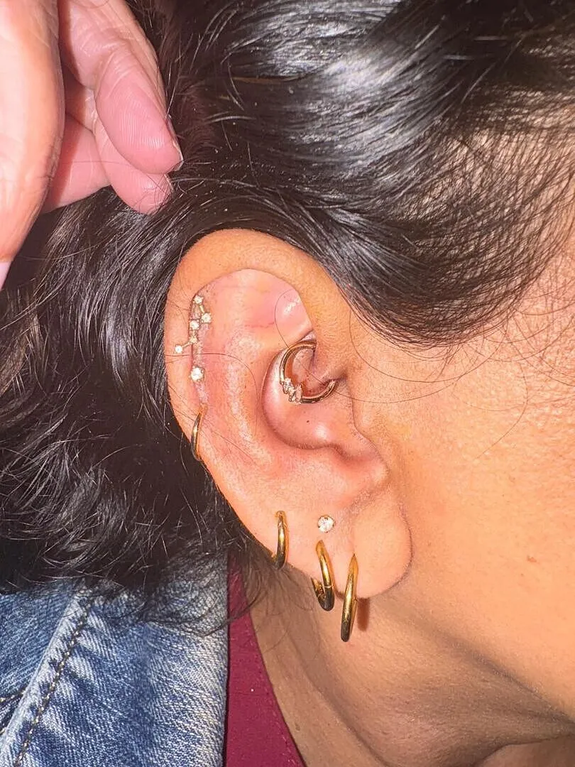 Astrid & Miyu Cluster Topaz anneau daith or massif topaze