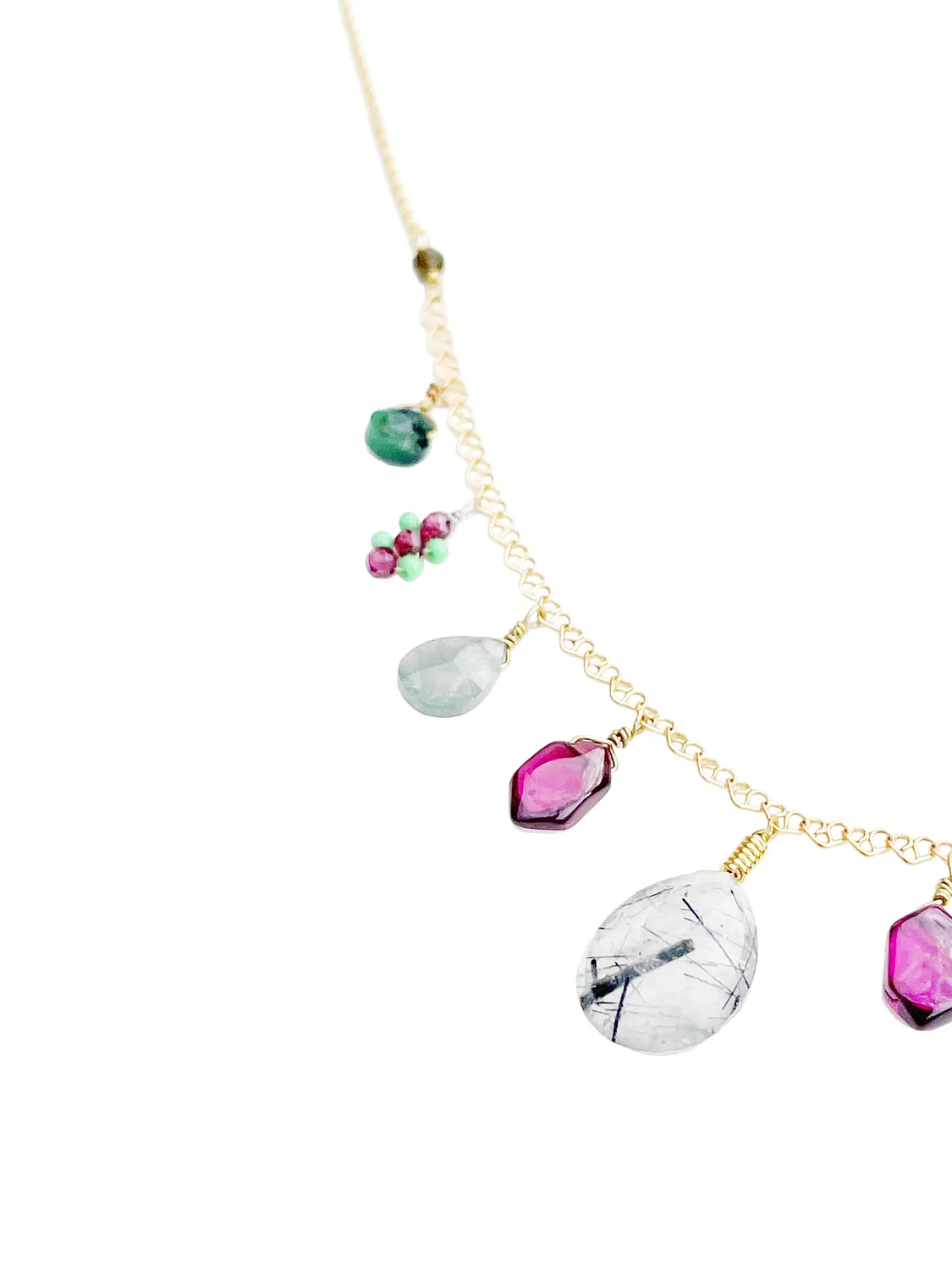 Le Fourbi de Capucine B21_40 collier laiton doré grenat 41 cm