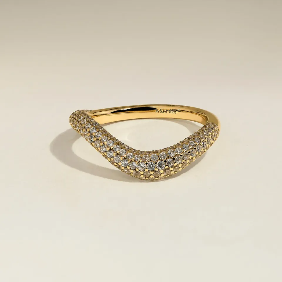 Astrid & Miyu Wave Crystal bague or vague cristal