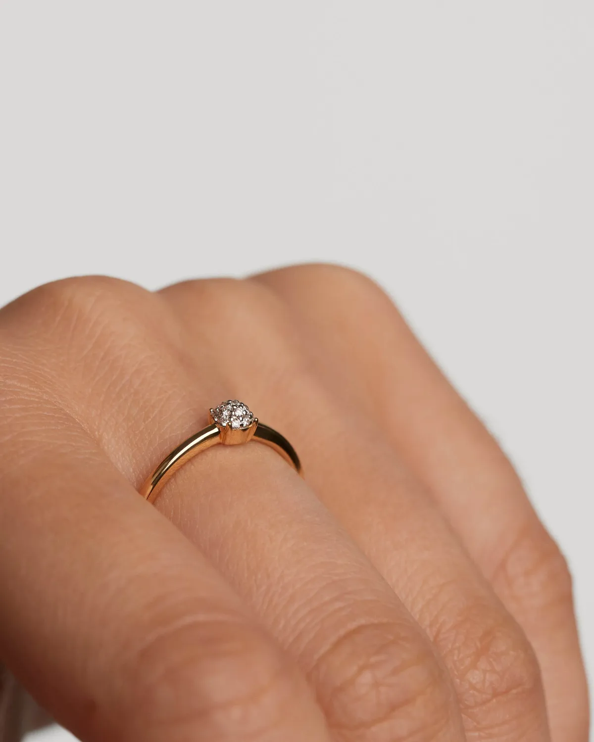 PDPAOLA Dona bague or diamants solitaire pavé