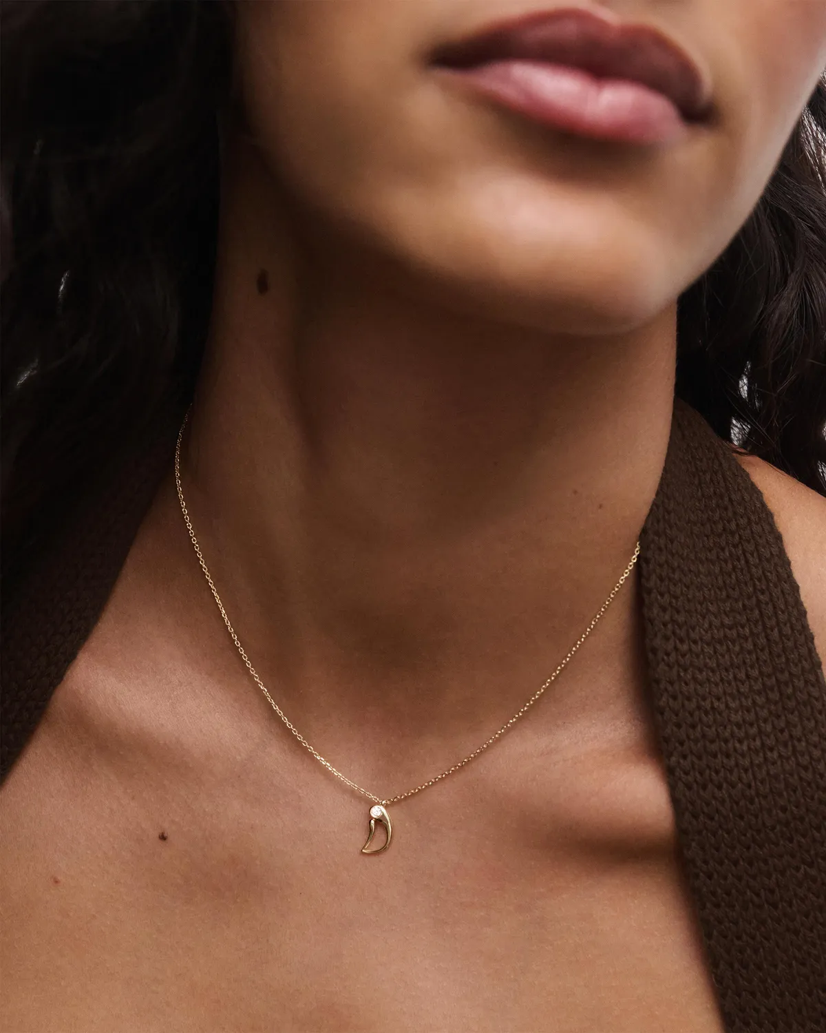 PDPAOLA initiale D collier pendentif or 40-50 cm