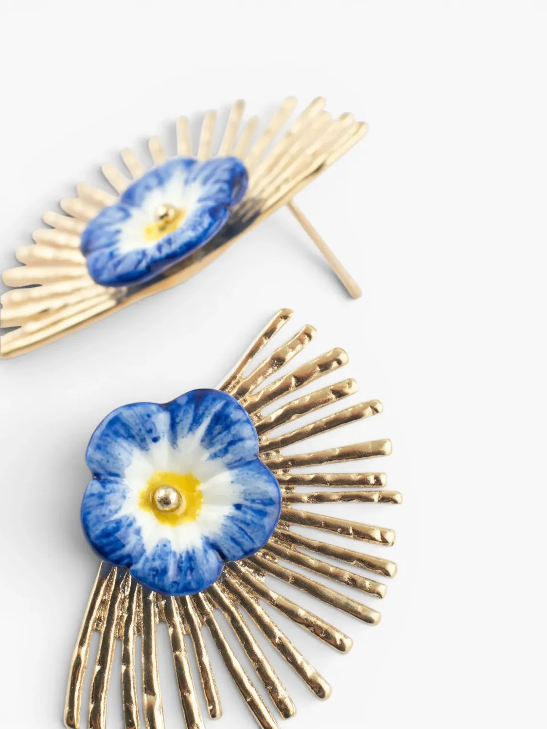 Nach Rose Céleste bleue boucles d'oreilles 3 cm