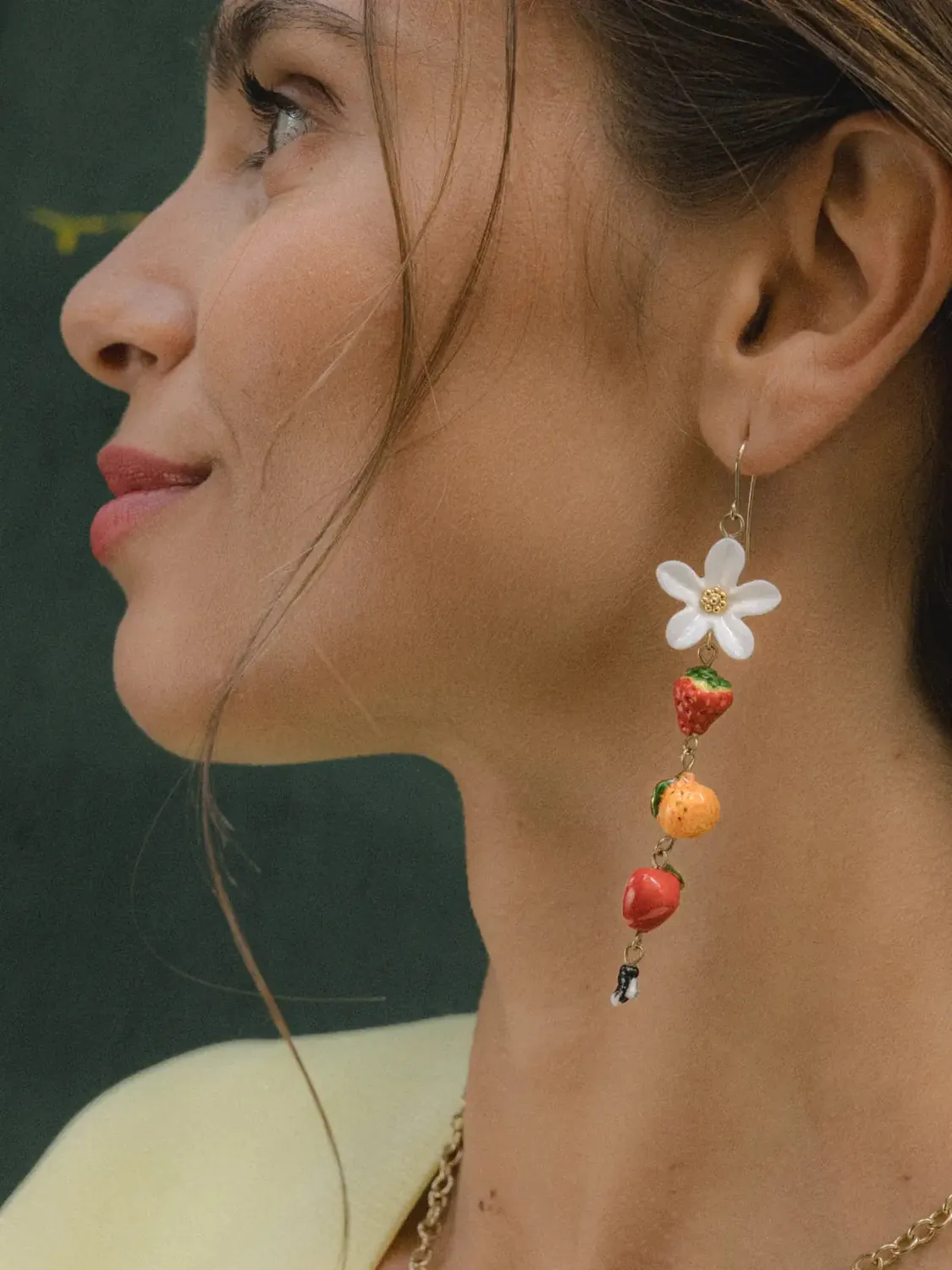 Nach Bijoux Boucles pendantes fleur fruits abeille 9,3 cm