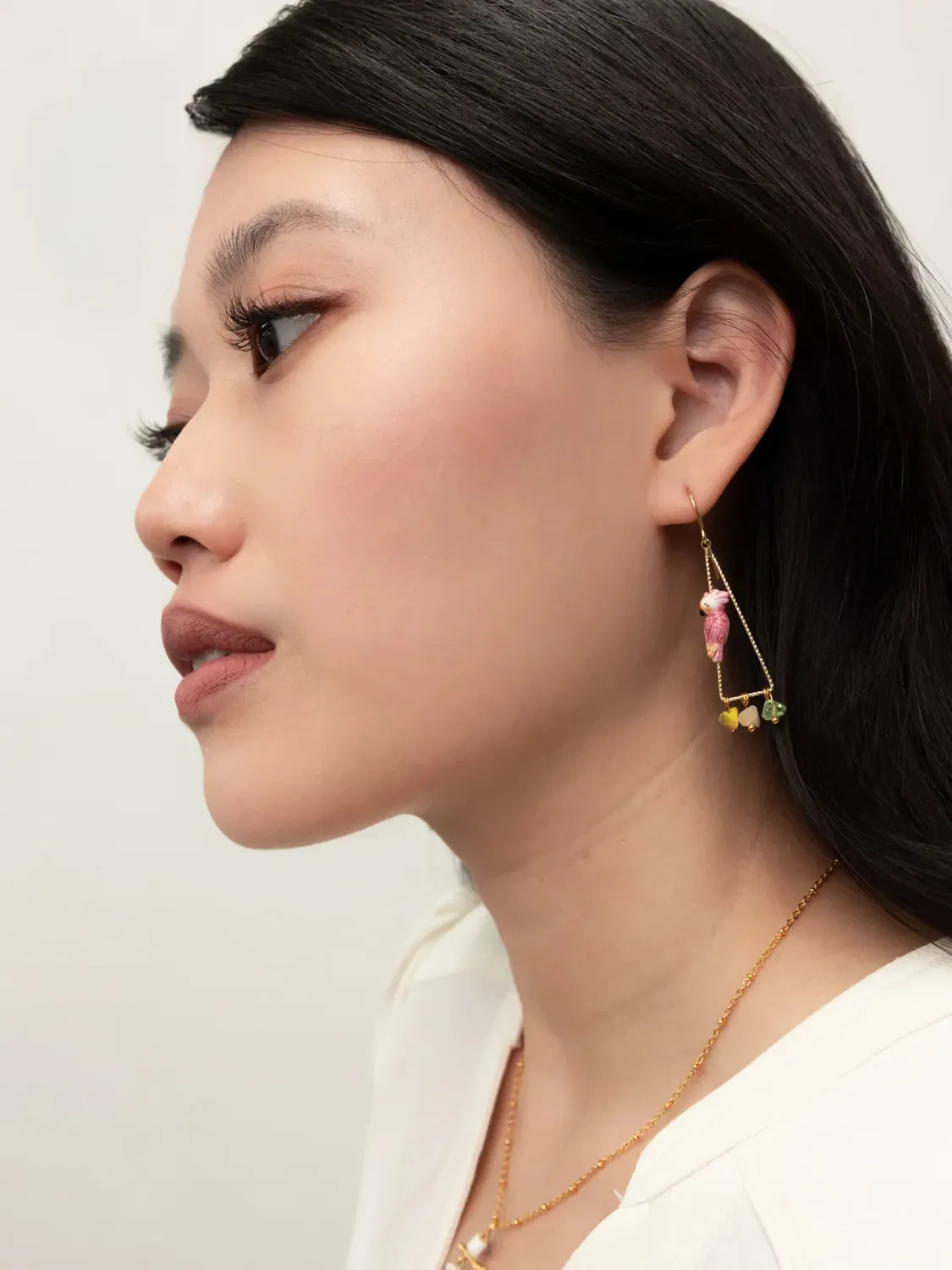 Nach Bijoux Cacatoès boucles oreilles porcelaine 5 cm