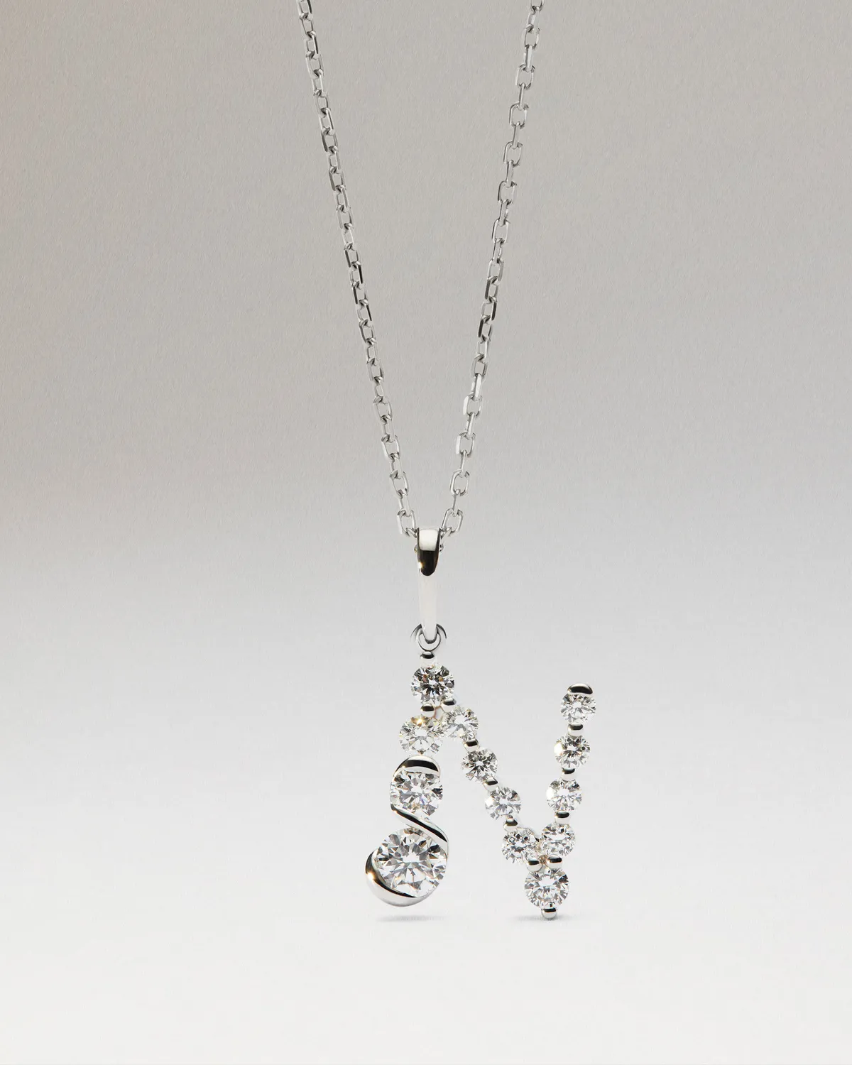PDPAOLA Initiale N pendentif or blanc diamants