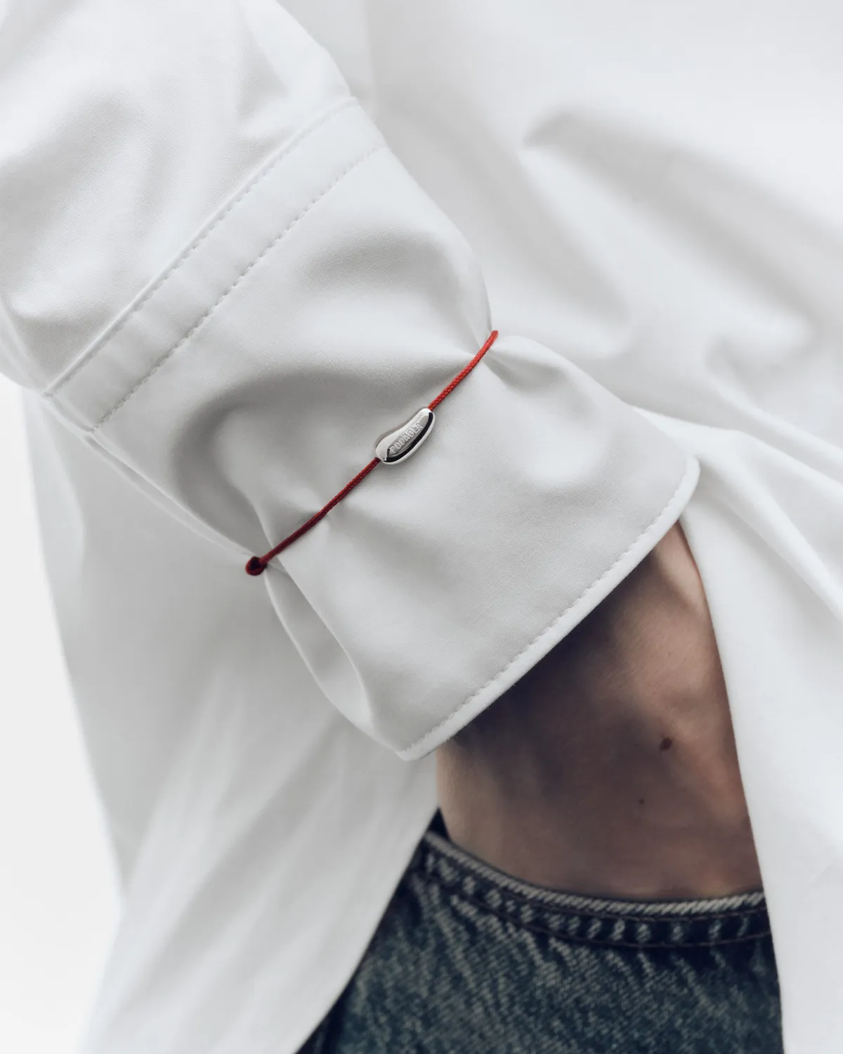 PDPAOLA Rodeo bracelet cordon rouge argent