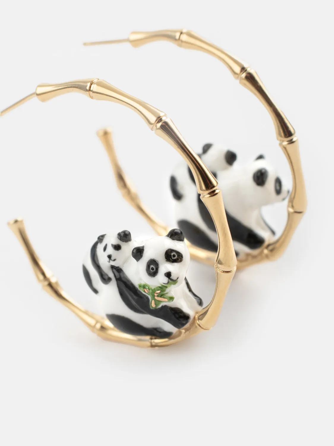 Nach Bijoux Créoles Bambou Pandas boucles doreilles porcelaine