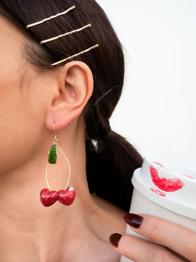 Nach Bijoux Cerises Chérie Cherry boucles d'oreilles pendantes 6 cm