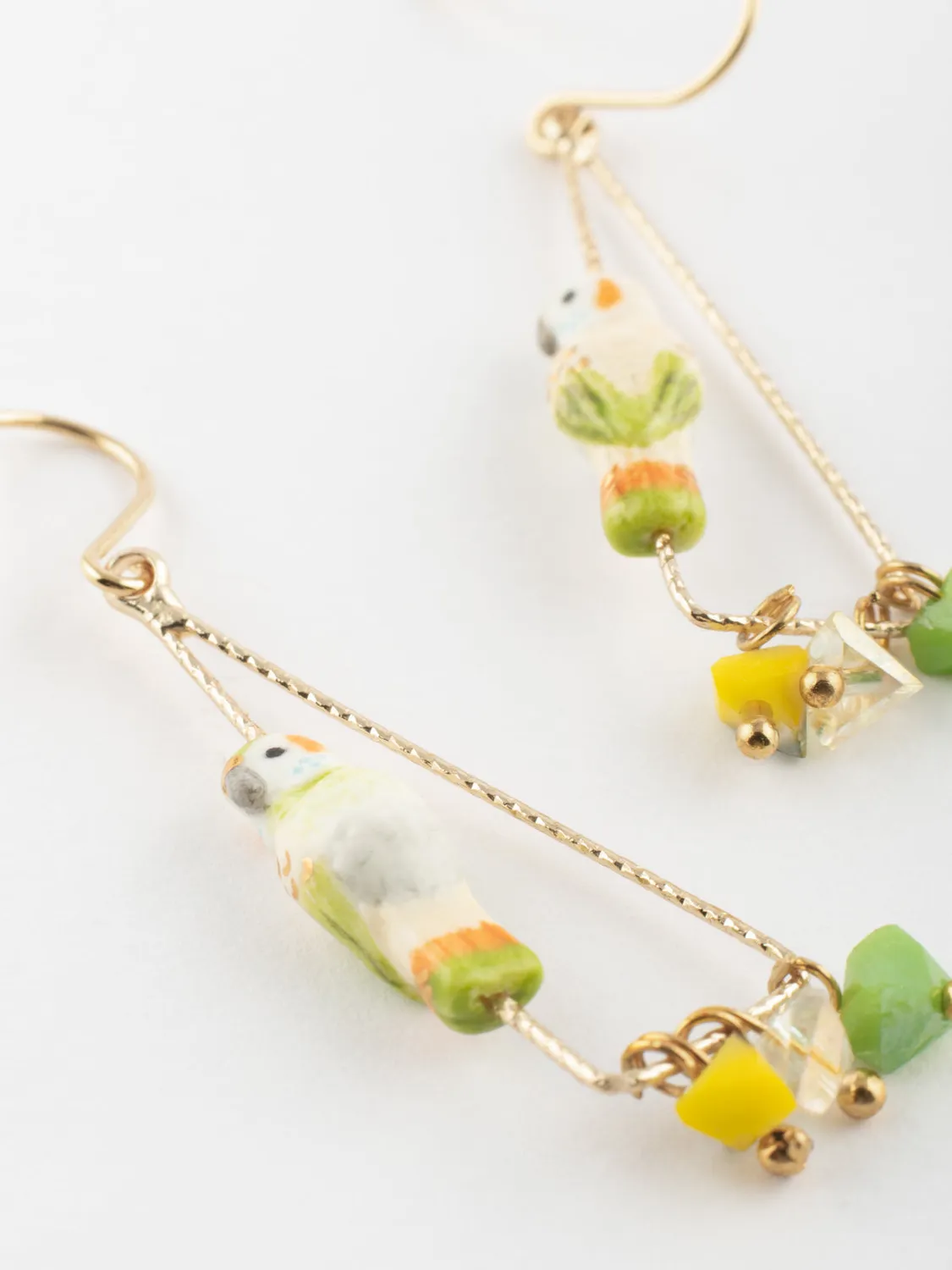 Nach Bijoux perruche triangles boucles d’oreilles perles 5 cm