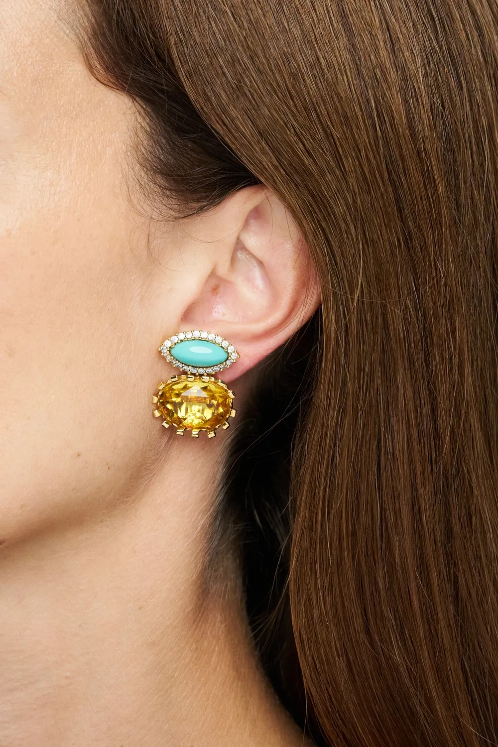 Philippe Ferrandis Alegoria clips cabochon verre strass