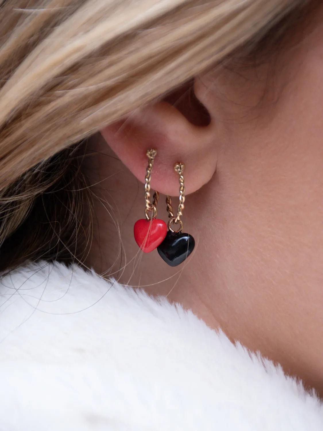 Nach Bijoux Premier amour mini créole cœur boucle d’oreille unité rouge