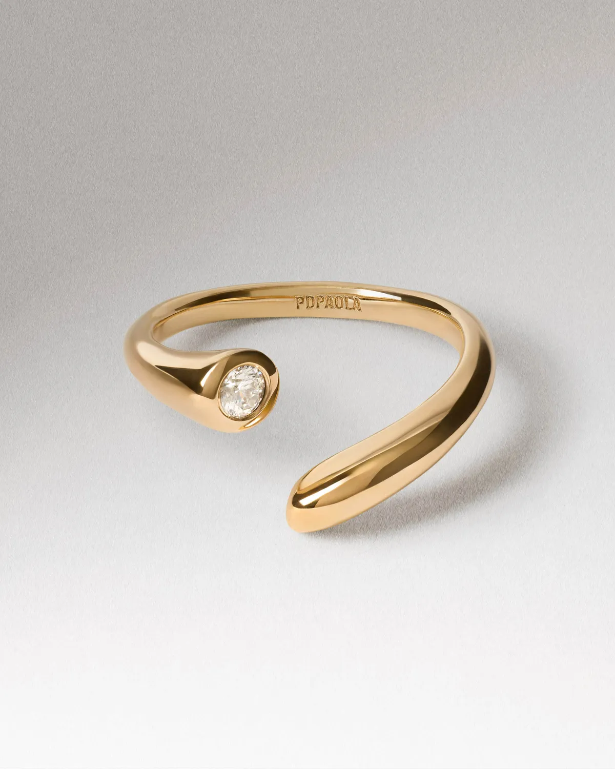 PDPAOLA Caramelle bague dôme plaqué or zirconia 11mm