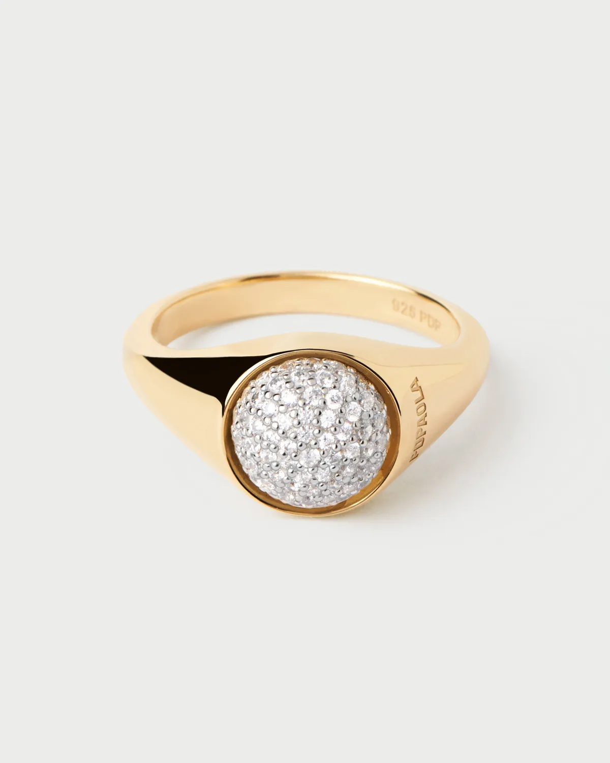 PDPAOLA Pavé Moon bague zirconia blanche