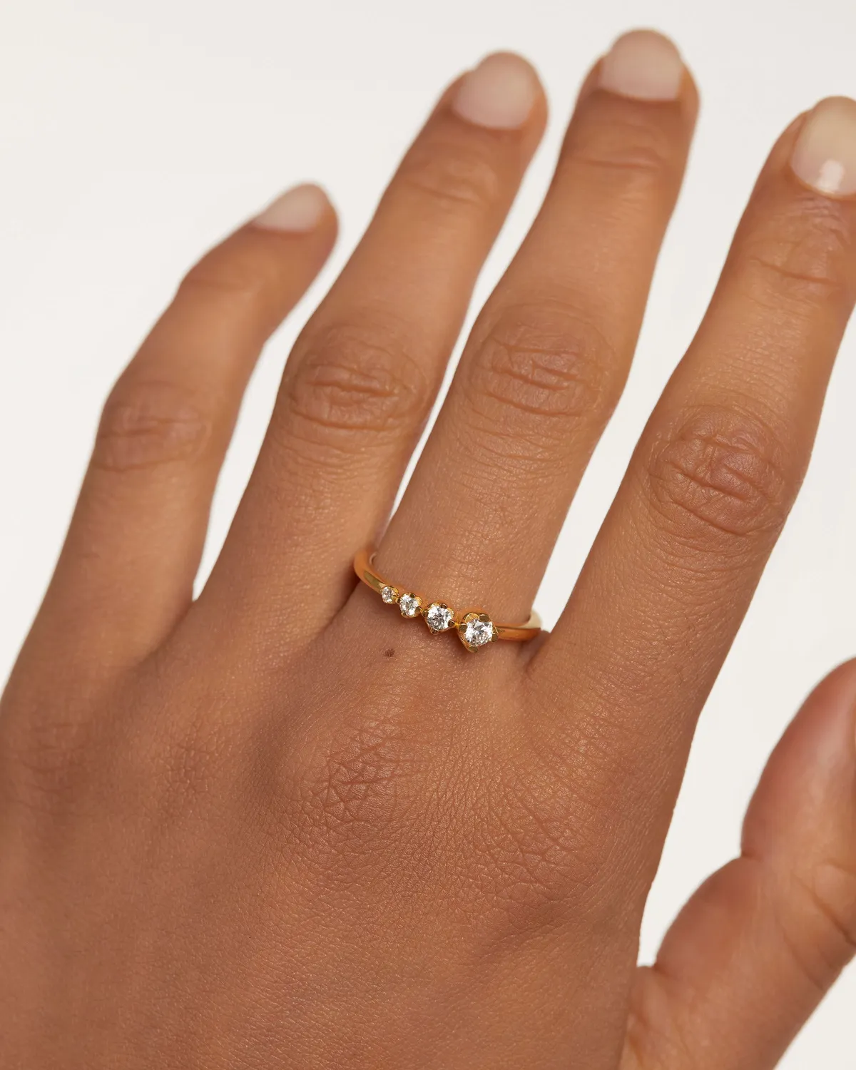 PDPAOLA Spark bague argent plaqué or zirconia