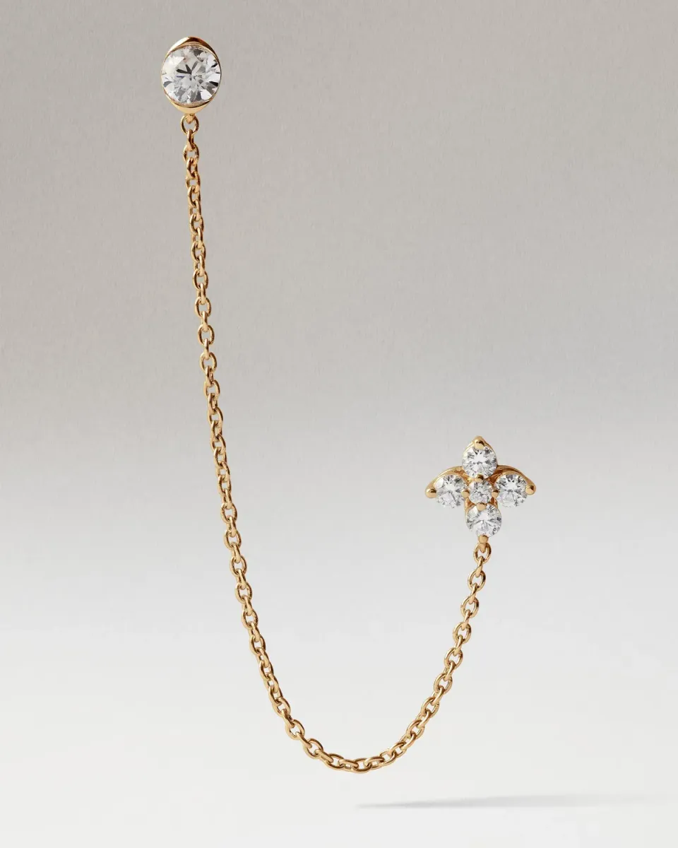 PDPAOLA Maggie mono-boucle chaîne or diamants