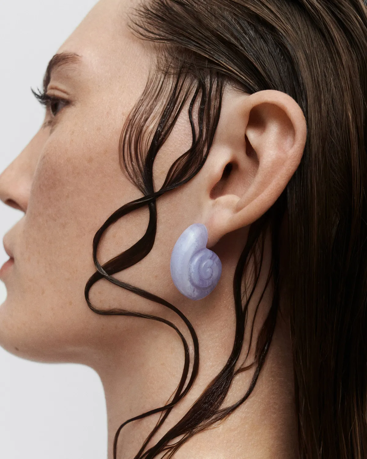 PDPAOLA Aqua boucles coquillage agate bleue