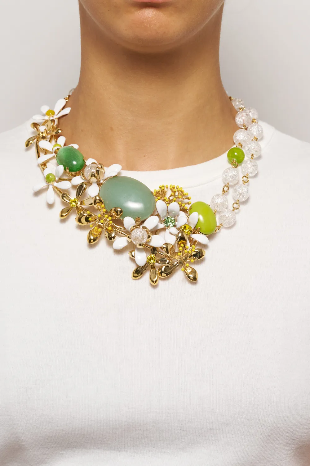 Philippe Ferrandis Neroli grand collier fleurs 2 rangs émail